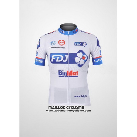 2012 Maillot Ciclismo FDJ Blanc et Azur Manches Courtes et Cuissard